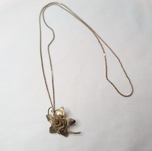 Vintage Gold Tone Flower Slide Necklace